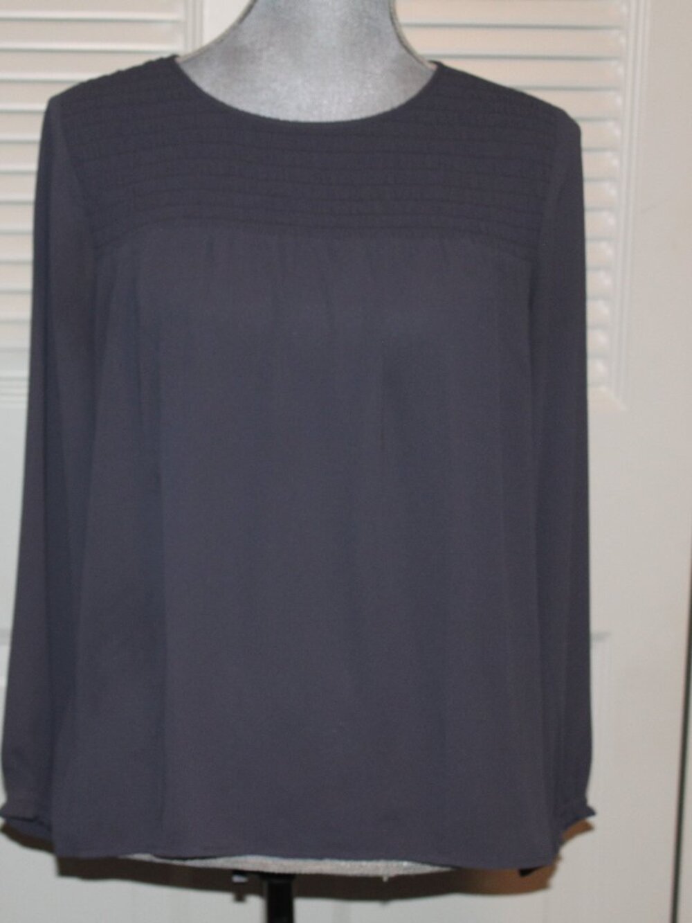 Loft Sheer Gray Smocked Top